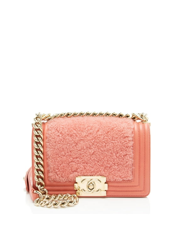 Pre-Owned Chanel Shearling Calfskin Small Boy Bag