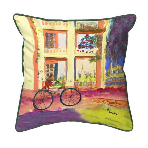 Betsy Drake Interiors Bike For Christmas Large Indoor/Outdoor Pillow 18x18