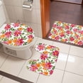 thumbnail image 4 of Pink Orange Floral Bath Mat 3 Piece Bathroom Rug Set, Spring Blossom Botanical Flowers Non Slip Bath Rug Contour Mat and Toilet Lid Cover, Absorbent Shower Mats Soft Bath Rugs and Mats Sets, 4 of 8