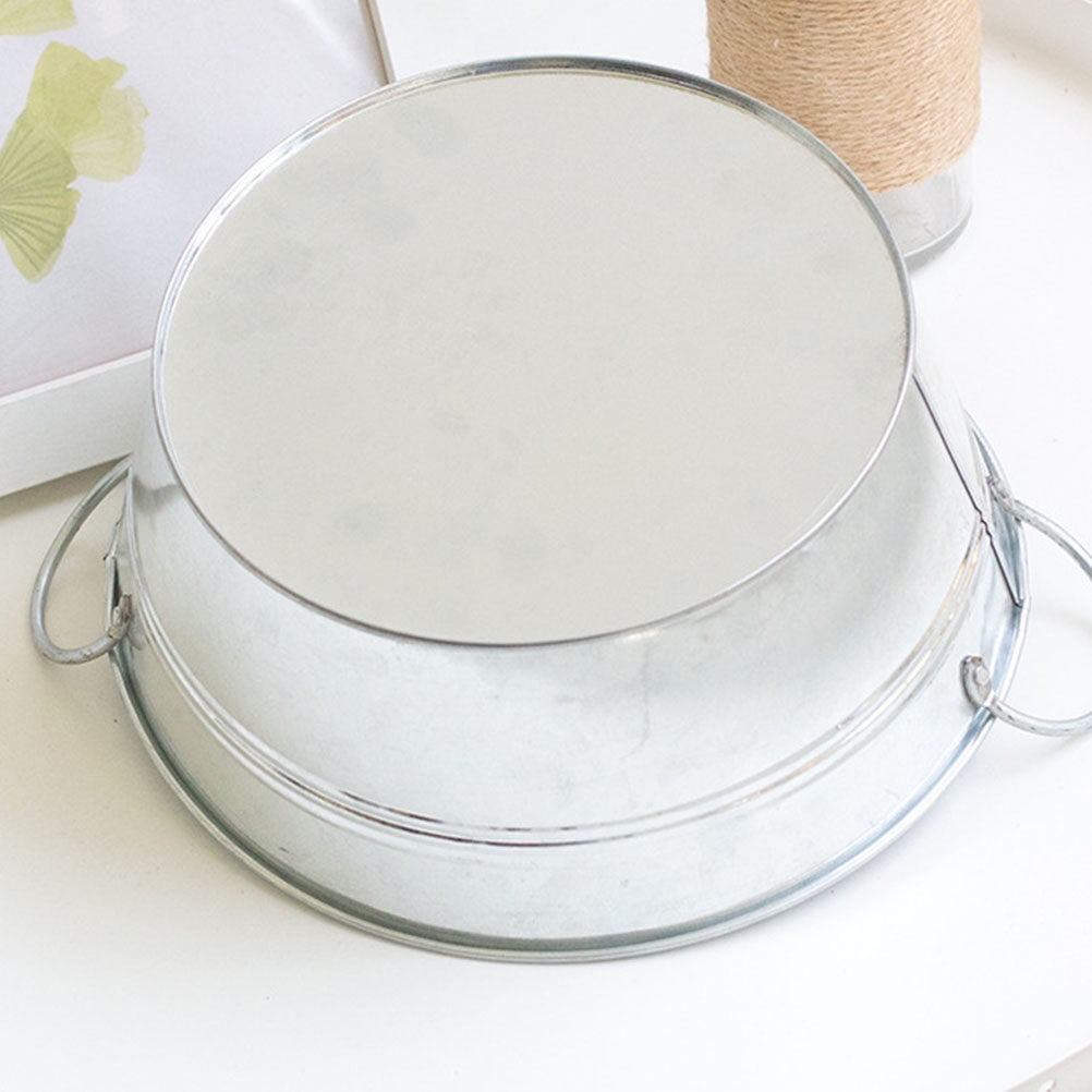 Unbranded Galvanized Farmhouse Flower Bucket - Double Handle Home Pail, Antique Plant Pot for Gardening