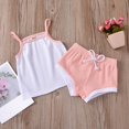 thumbnail image 3 of ibuvkizy Toddler Baby Girl Tank Top Sets Summer Baby Girl Outfits Clothes,Newborn Baby Sleeveless Color Cotton Tank Vest+Shorts Clothes Set,Gifts for Her, 3 of 9