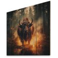 thumbnail image 2 of Designart "Double Exposure Buffalo Orange Wilderness II" Landscapes Print on Natural Pine Wood, 2 of 5