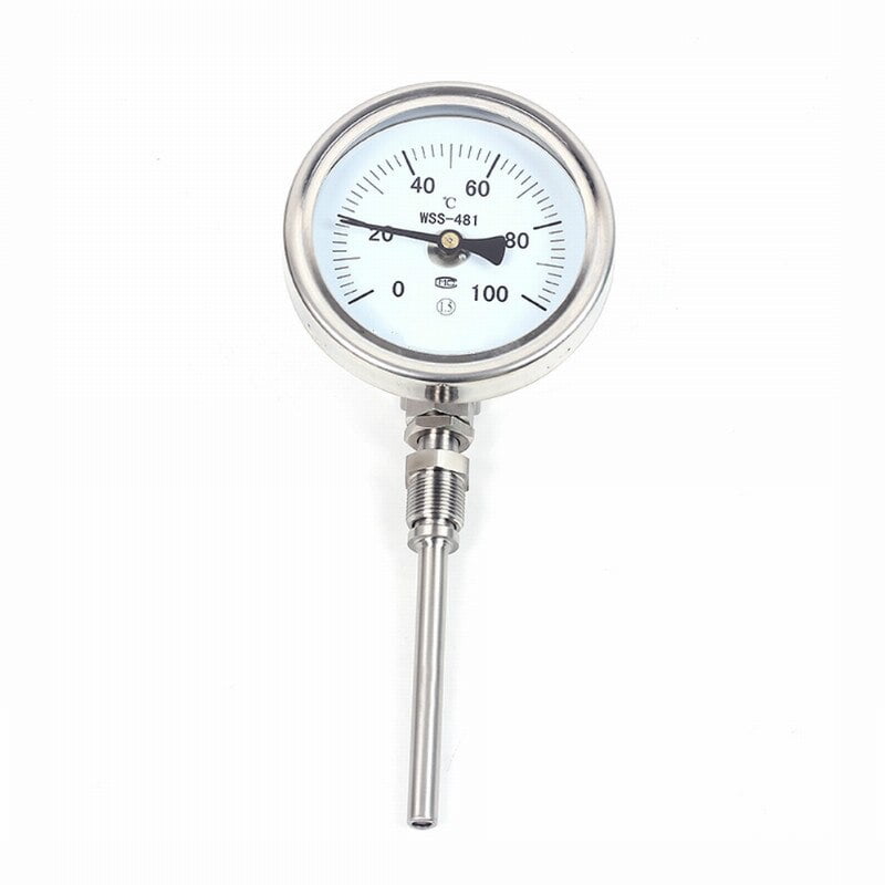 WSS-481 bimetal thermometer mechanical industrial homebrew universal bimetallic  thermometer stainless steel probe 100mm 