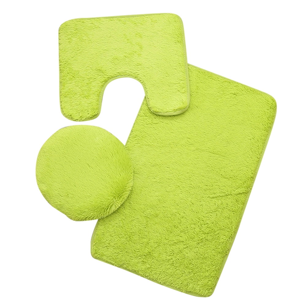 2Pcs Microfiber Bathroom Rugs Set Shaggy Soft Bath Mat & UShaped