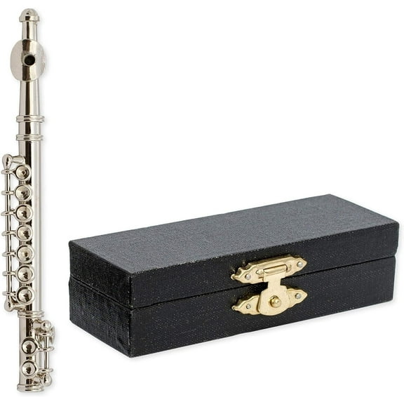 Realistic SILVER FLUTE Miniature Musical Instrument Figurine, by Broadway Gifts