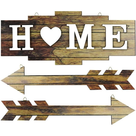 Home Arrow Sign Set Rustic Wood, Rustic Wooden Home Signs