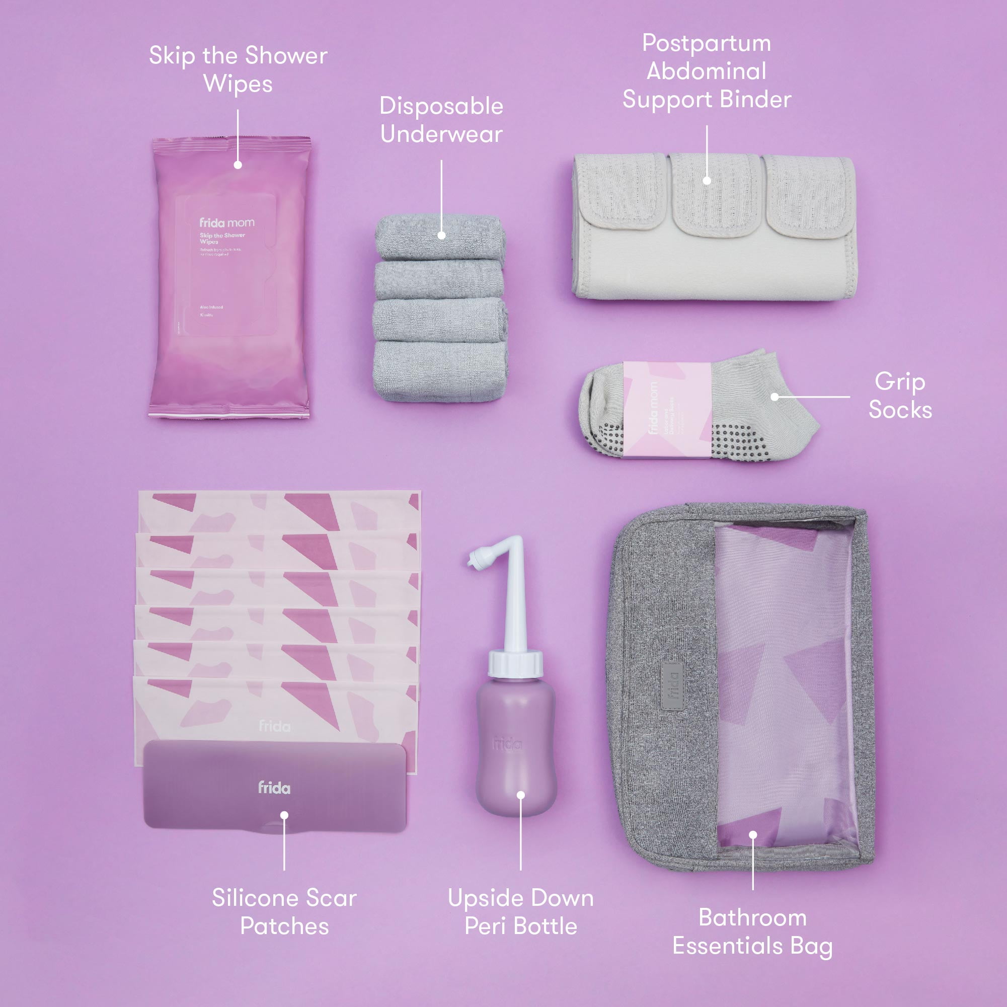 Frida Mom Postpartum C-Section Recovery Care Kit with Peri Bottle and Disposable Underwear for Women, One Size