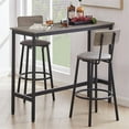 thumbnail image 5 of 3 Pcs Bar Dining Table Set, Minimalist Style Bar Table With 2 Bar Stools PU Soft seat with Backrest Footrest for Dining Room, Kitchen,Grey,43.31"L x 15.75"W x 35.43"H, 5 of 7