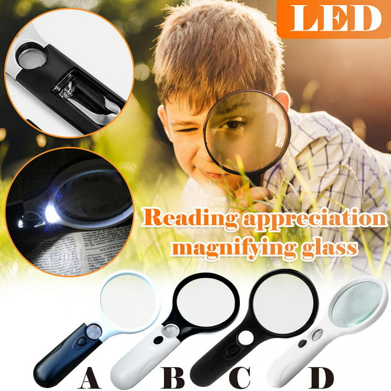 Handheld 45x 3x Magnifier Reading Magnifying Glass Jewelry Loupe With 3led  Light