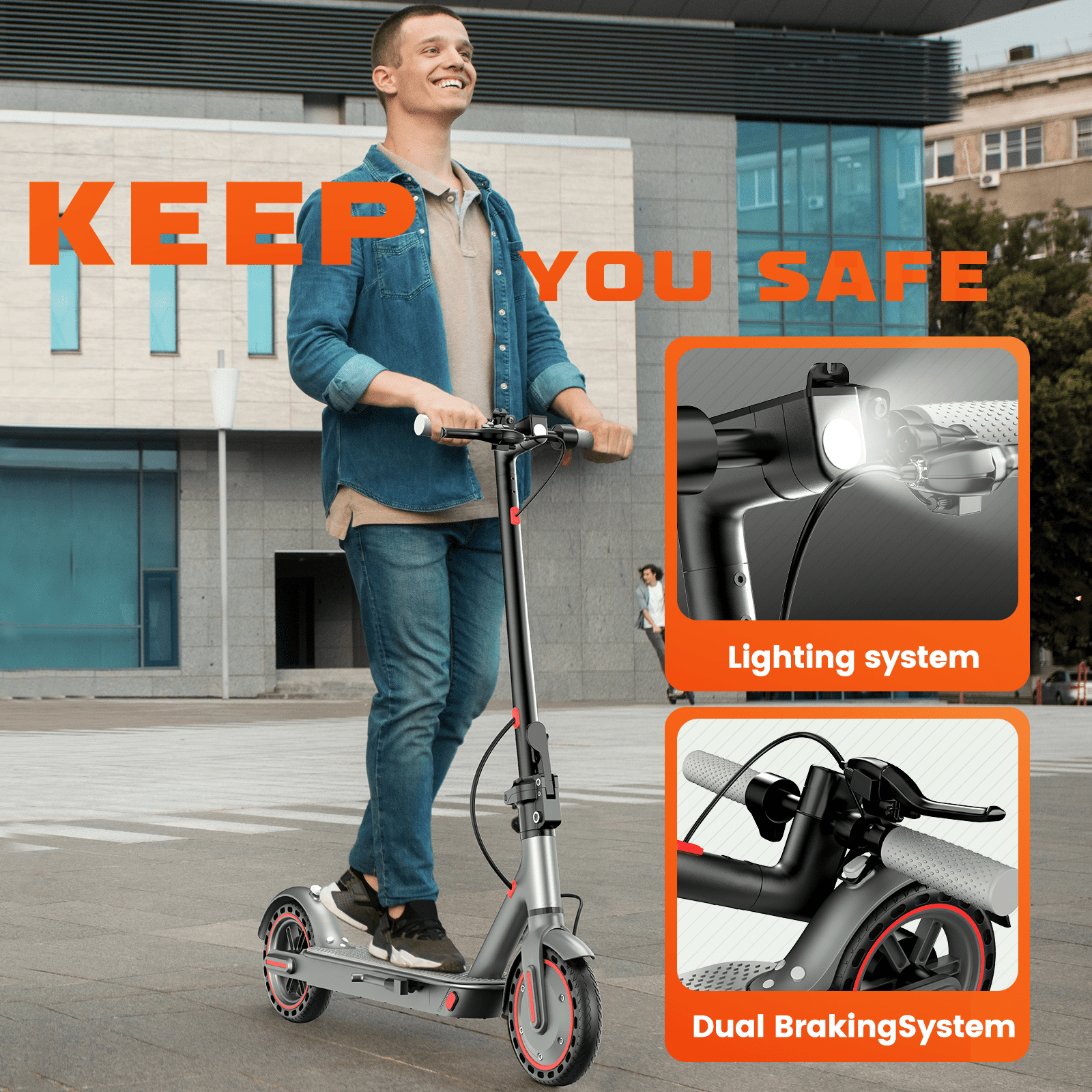 Electric Scooter for Adults,350W Motor E Scooter for Commuting,8.5" Solid Tires,up to 19MPH and 20 Miles Long Range