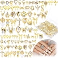 thumbnail image 1 of Abalorio para uñas Lounsweer con forma de corona de metal dorado con forma de corazón y mariposa, 100 unidades, 1 of 7