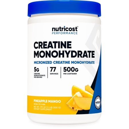 Nutricost Creatine Monohydrate Powder (Pineapple Mango  500 Gram) - Micronized Creatine Supplement - Vegan  Non-GMO  Gluten Free