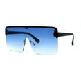 thumbnail image 1 of Flat Top Half Rim Oversize Shield 80s Fashion Sunglasses Black Blue, 1 of 4