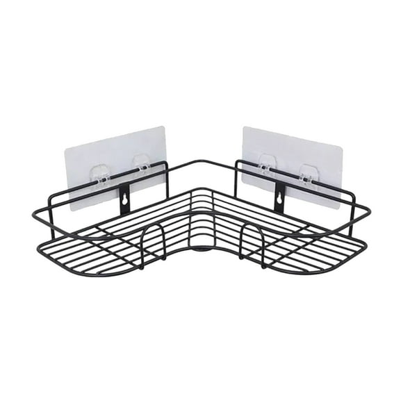 Stainless Steel No Drill Wall Mounted Corner Shower Shelf Bathroom Storage Organizer with Hooks Space Saving Fast Drain Rack