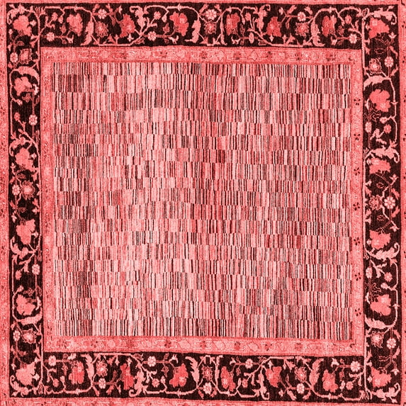 Ahgly Company Indoor Square Oriental Red Modern Area Rugs, 8' Square