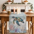 thumbnail image 2 of Table Runner 60 Inches Long for Kitchen Dining, Coastal Turtle Dresser Scarf Farmhouse, Dining Table Decorations for Wedding/Parties, Nautical Beach Sea Ocean Coral Vintage 13 x 60 In, 2 of 8