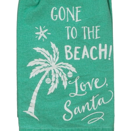 - Gone to the Beach Love Santa Green Flour Sack 27 Inch Kitchen Dish Towel
