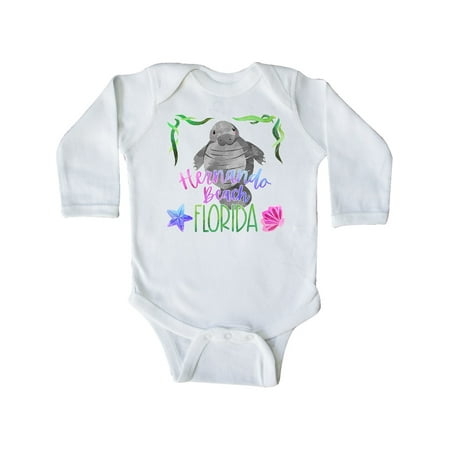 

Inktastic Hernando Beach Florida Cute Swimming Manatee Gift Baby Boy or Baby Girl Long Sleeve Bodysuit