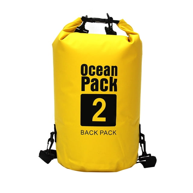 JShteea Seca Impermeable 2 L para Nadar Al Aire Libre Kayak Deriva Almacenamiento amarillo