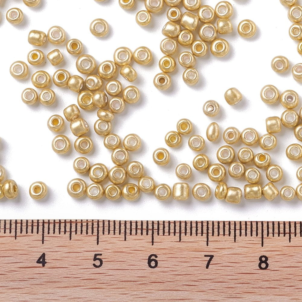 8/0 Glass Seed Beads Metallic Colours style Round golden 8/0 3mm Hole: 1mm 10000pcs/pound