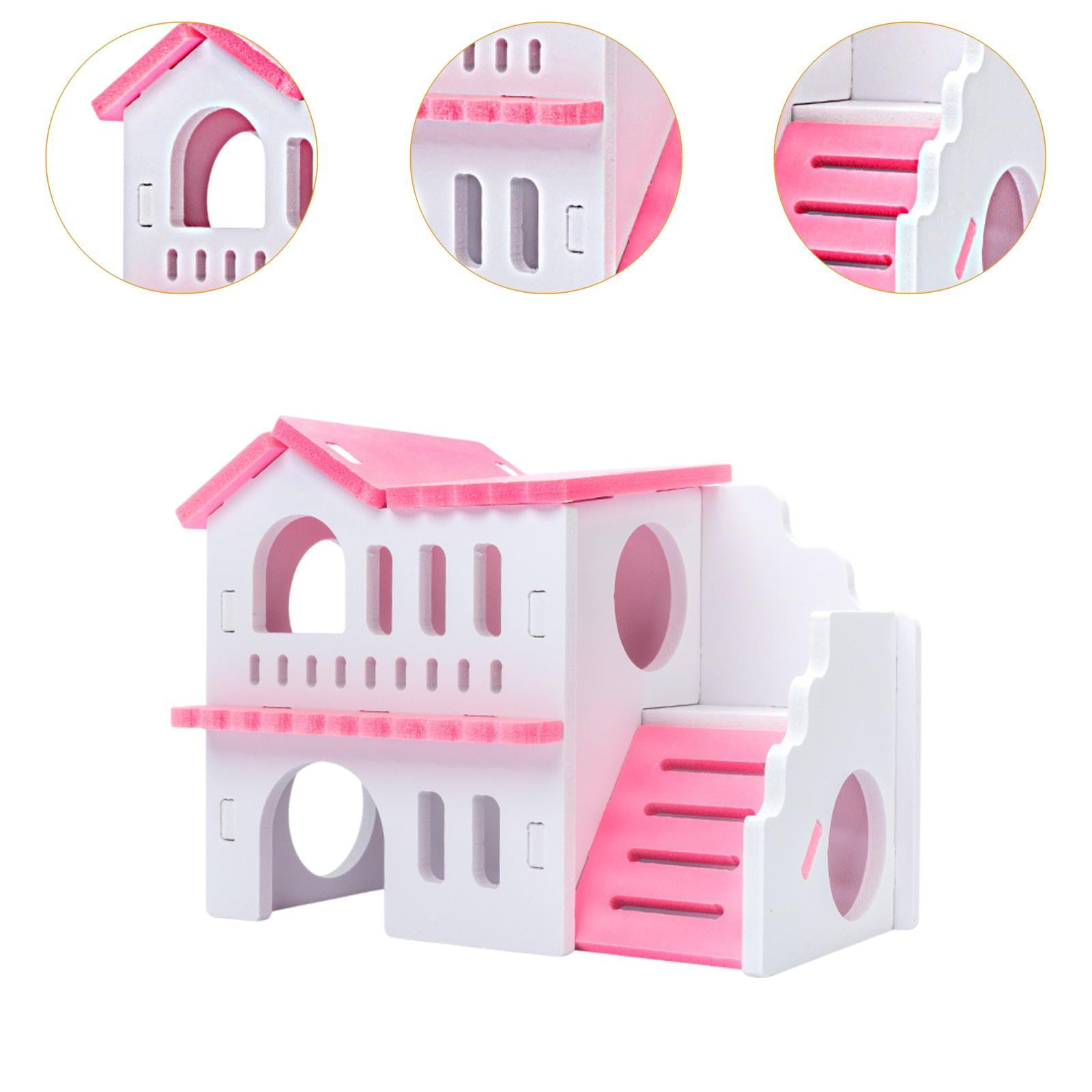 Bothyi Small Animal Hideout Exercise Toys Two Layers Hut for Gerbil Assemble Easily red white