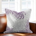 thumbnail image 2 of Floral Pattern Throw Pillow Cover Outline White Purple Chrysanthemum Graphic Cotton Linen Cushion Cover Throw Pillow Case with Invisible Zipper for Couch Sofa Bed Chair Car 20x20 Inch, 2 of 14