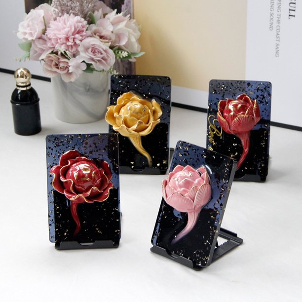Gwong Decoración hogareña Figurina tridimensional de la flor de la flor de la flor de la estatuilla de cerámica con la pizarra para la oficina Gwong 21084369