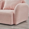 thumbnail image 4 of 3 Seater Sofa Couch with Deep Seats, Modern Upholstered  Teddy Fabric Sofa with Armrests, Comfy Couches for Living Room, Bedroom, Apartment,Pink, 4 of 9