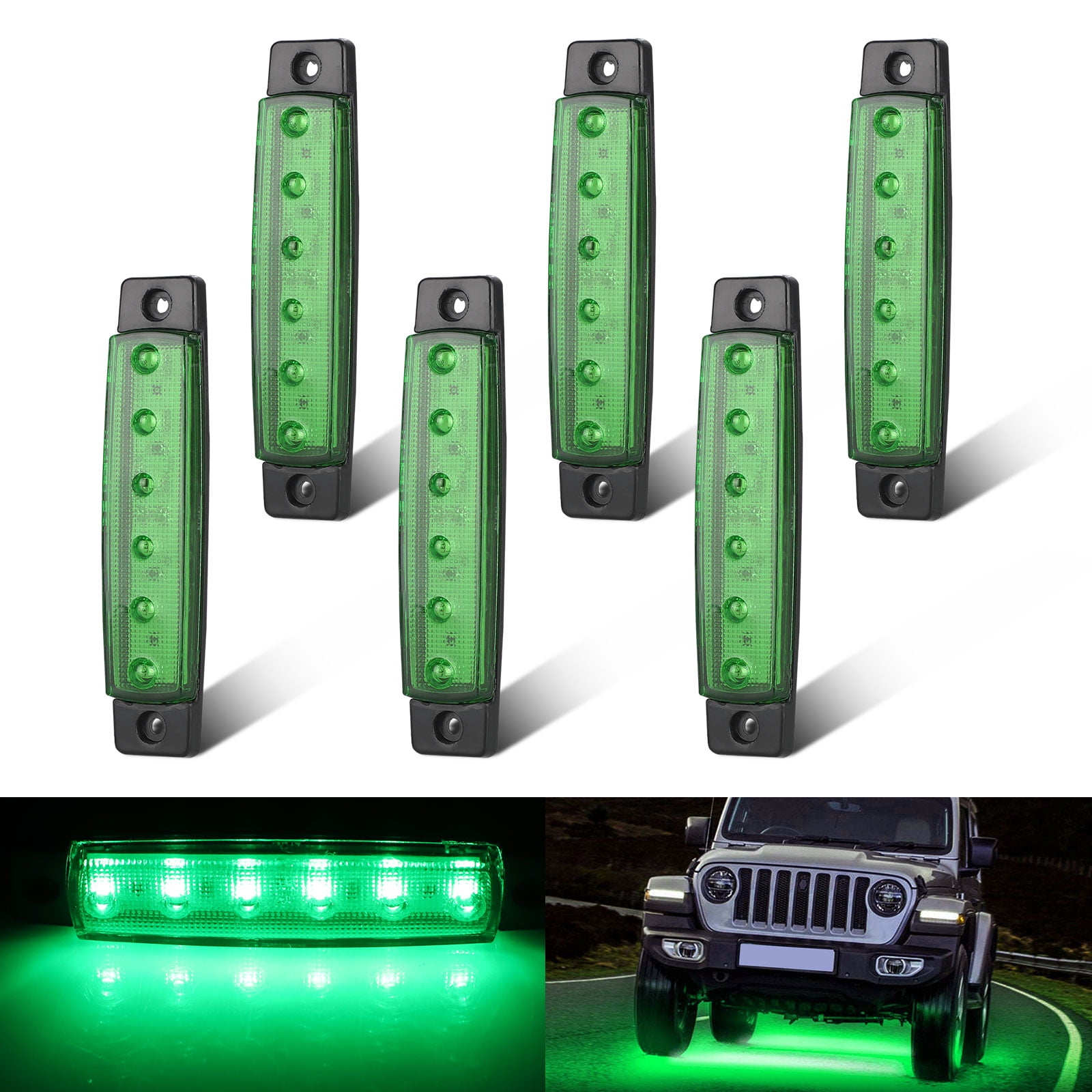 Amber Amber LED Rock Light Kits with 6 pods Lights for Jeep Off Road Truck Car ATV SUV Yellow 