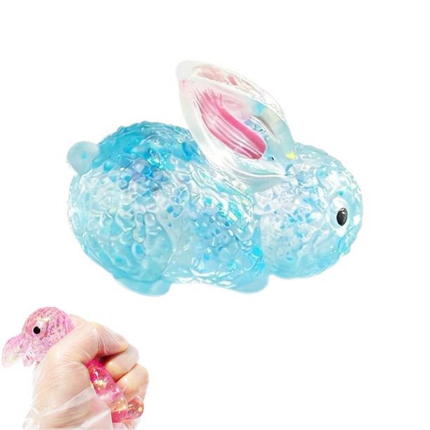 Slow Rebound Maltose Squeeze Toy Stress Relief Toy Cute Squeezable Bunny Toy Cartoon Non-sticky Material Glitter Rabbit Stress Balls Anxiety Relief
