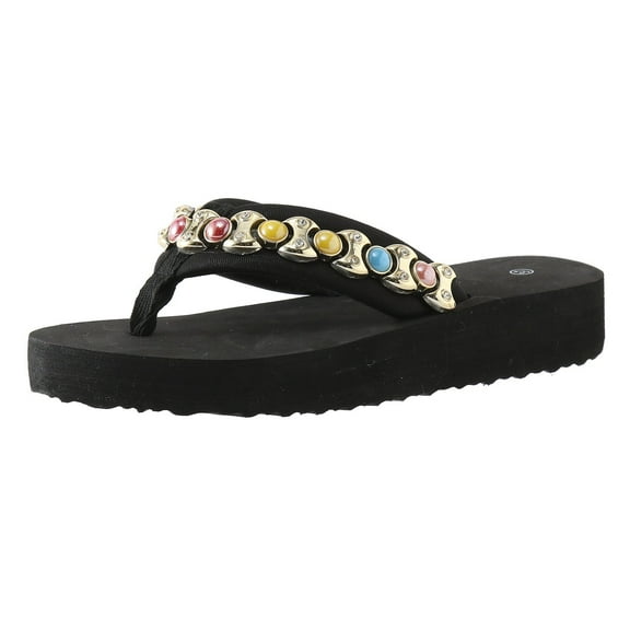 Mostsola Flatform Flip Flops Sandals for Women Jewelry Beaded Thong Sandals Beach Walking Slides