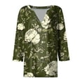 thumbnail image 5 of CYMMPU Floral Printed V Neck Blouses for Women Dressy Casual Spring Tops 3/4 Sleeve Fall Trendy Shirts Tunic Tops Loose Fit Business Elegant Work Tops T-Shirts Multicolor M, 5 of 5