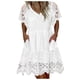 thumbnail image 1 of Vestido informal de manga corta liso para mujer: cuello en V con encaje, volantes y corte holgado para primavera/verano., 1 of 3
