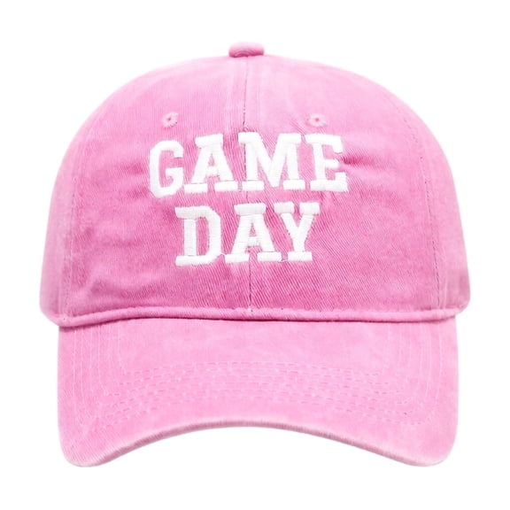 Gameday Hat Vintage Embroidered Football Season Hat Sports Fan Baseball Cap,Pink