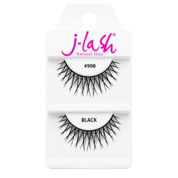 #908 Black , J Lash Daily Eyelashes, hair scalp beauty - Pack of 3 w/ Sleek 3-in-1 Comb/Brush