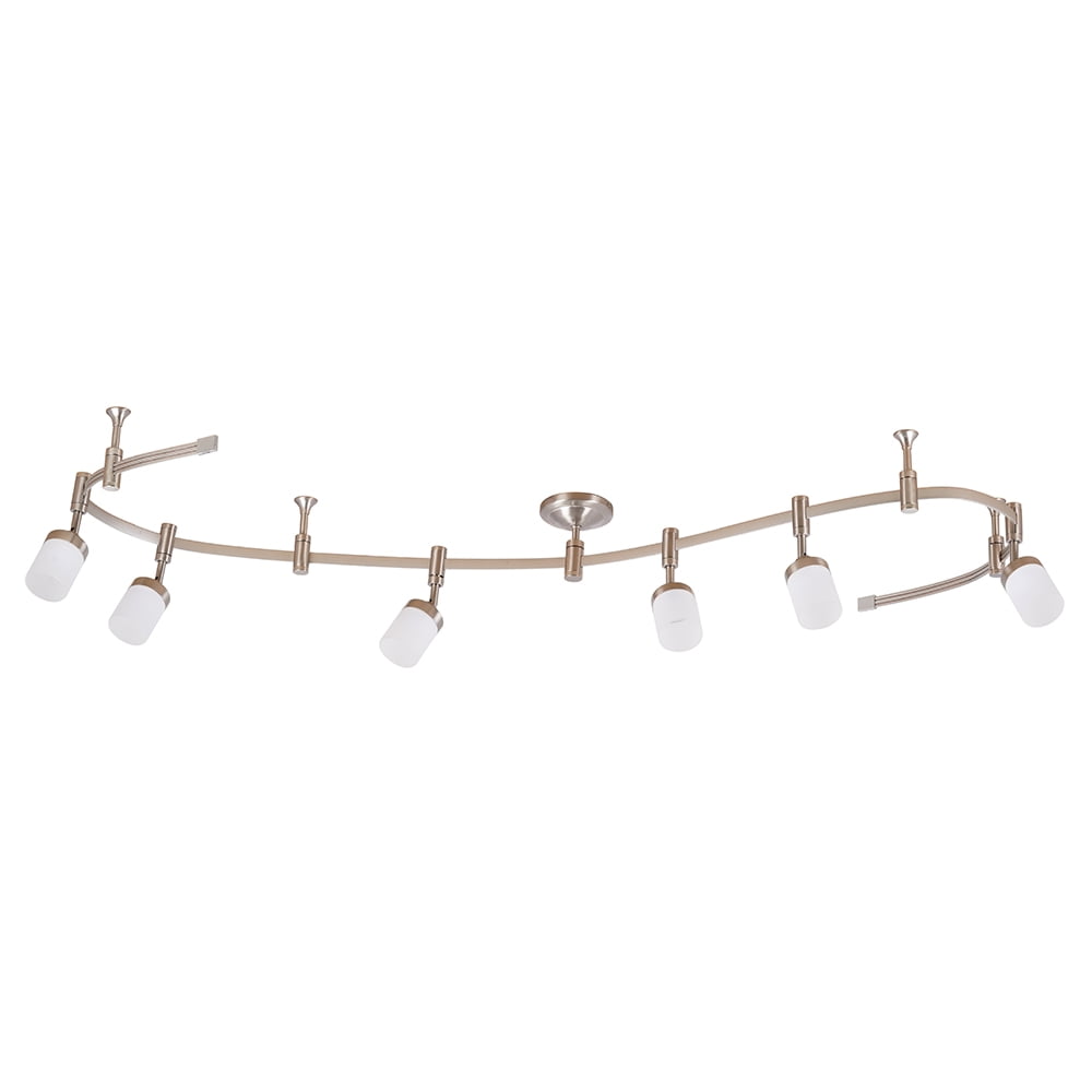 Cresswell Lighting 96" Transitional Brushed Nickel LED 6Light Flexible
