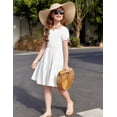 thumbnail image 5 of Arshiner Girls Summer Dress Tie Back Short Sleeve Square Neck Tiered Midi Casual Dresses with Pockets, 5 of 6