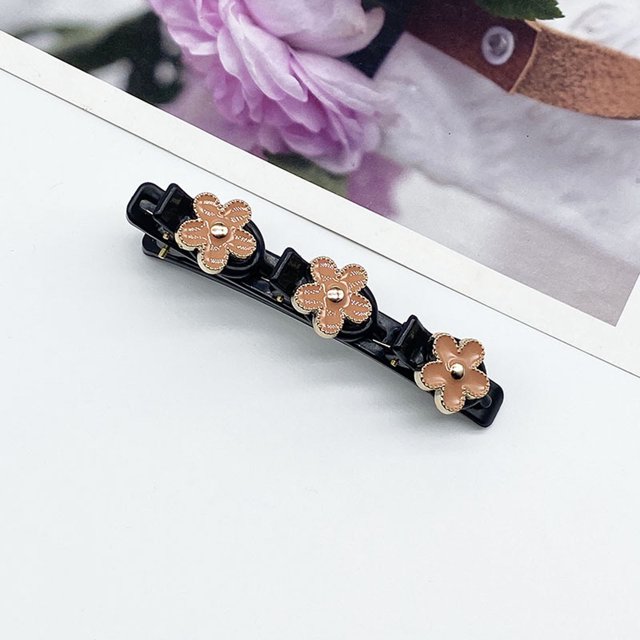 Fiudx Pinza para El Cabello, Elegante Horquilla de Cuatro Hojas, Diseño Acrílico Brillante, Pinza Lateral Decoración con Diamantes de Imitación, Pinza Frontal para Cambiar Rápidamente El Peinado, Ide