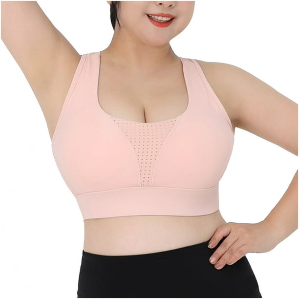 Pisexur Women's Plus Size Mesh Stitching Sports Bras Underwear High  Strength Fitness Vest Latex Bra Pad Yoga Bras