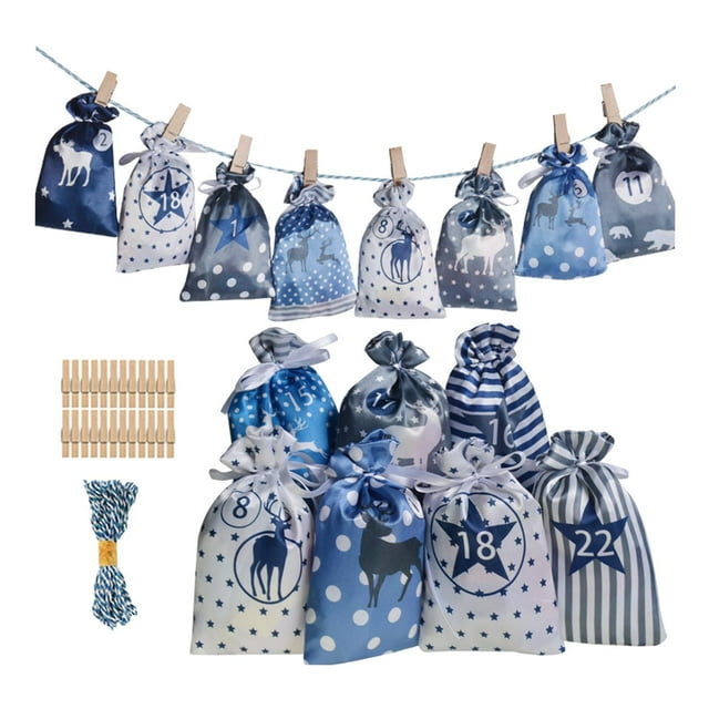 Bolsas de calendario de Adviento de Navidad Bolsas de regalo Colgantes de Navidad con clips, cinta 24 días para oficina Casa de Zulema Calendario de adviento