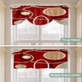 thumbnail image 5 of Geometric Red Tie Up Valance Curtains for Windows, Kitchen Curtains Window Treatments, Boho Retro Abstract Circle Black Green Short Window Shades Valances for Bedroom Bathroom Cafe 42"x12", 5 of 8