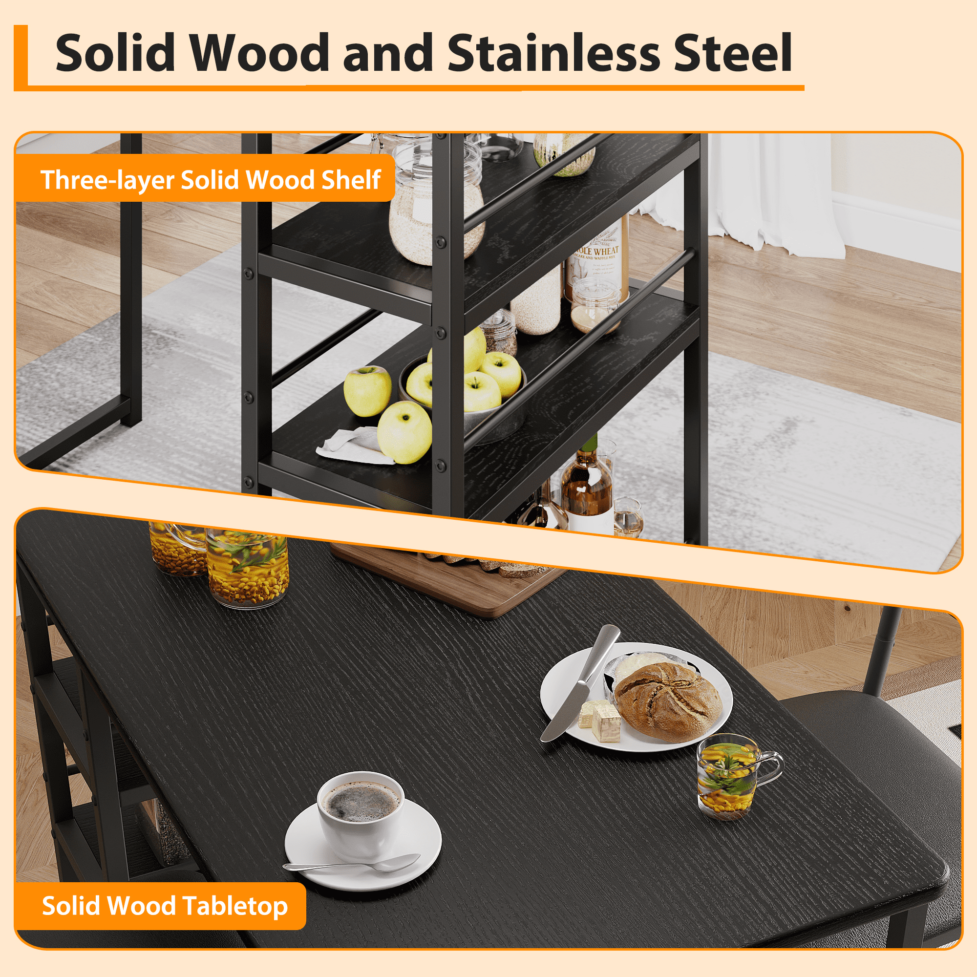 Kitchen Table Set,Dining Table and Chairs for 2,3 Piece Dining Room Table Set with 2 Upholstered Chairs,Bar Dining Table Set for Small Spaces,Apartment,Breakfast,Pub