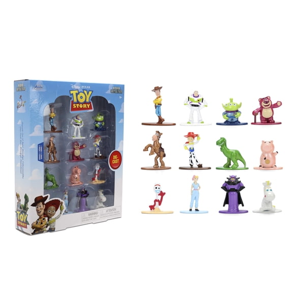 Disney Pixar Toy Story Nano Metalfigs 12-Pack – Series 1 by Jada Toys, Featuring Woody, Buzz Lightyear, Jessie, Forky & More – 1.65” Die-Cast Mini Figures