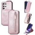 thumbnail image 1 of SaniMore for Samsung Galaxy S22 Ultra Magnetic Closure Top & Bottom Flip Wallet Case, Premium PU Leather Cover with Car Mount Card Slot & Adjustable Kickstand Full Body Protective Shell, Rosegold, 1 of 9