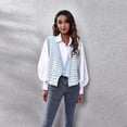 thumbnail image 3 of SWSMCLT Women's Button Fashion Loose Deep V Neck V Neck Sweater Vest Knit Soft Cute Asymmetrical Sweater Light Blue Large, 3 of 4