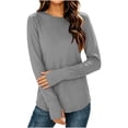 thumbnail image 5 of gbyLJF Women's Basic Long Sleeve T Shirts Round Neck Base Layer Tops Thumbhole Fall Thermal Undershirts, 5 of 8