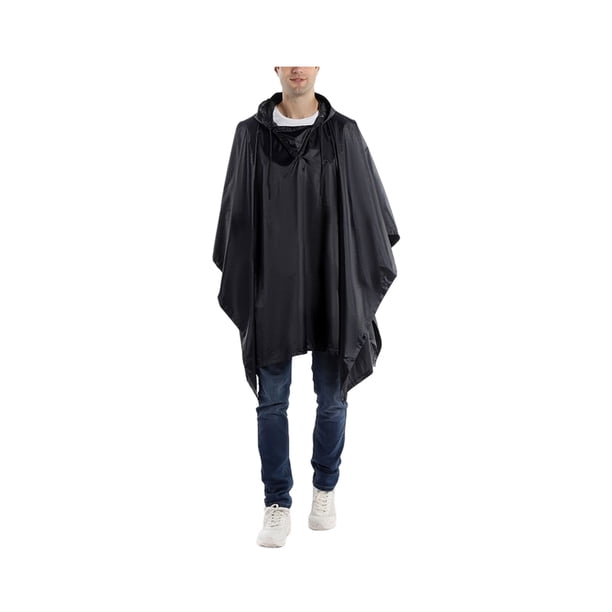 Yuarrent Chubasquero Unisex senderismo Camping Poncho con capucha impermeable a prueba de viento impermeable Camping ropa impermeable cubierta de lluvia Paraguas de lluvia Azul oscuro Yuarrent HA067073-02
