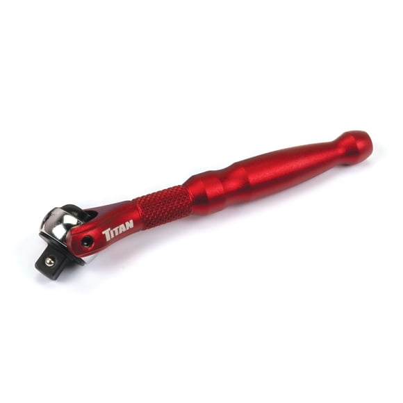Titan Tools 11320 1/4-Inch Drive x 4-Inch 90-Tooth Swivel Head Micro Ratchet - Red