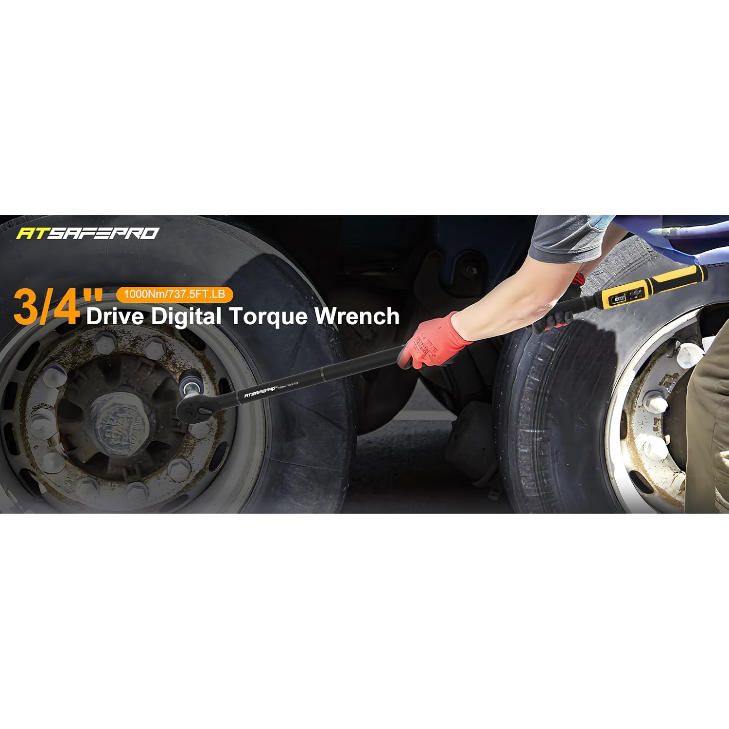 Digital Torque Wrench 3/4-Inch Drive, 15-1000 Nm (11-737.5 ft-lb), ±2% Accuracy, Vibration/Buzzer /LED Alert, 5 Units, 9 Presets & 500 Data Storage, 3/4 Torque Wrench for Truck, Heavy Machinery