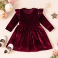 thumbnail image 1 of CHUANK Robe en Velours pour Tout-Petites Filles, à Volants, Manches Longues, Ligne A, Décontractée, Princesse, Robe de Fête, Tenue de Jeu, Automne Hiver, 1 of 5